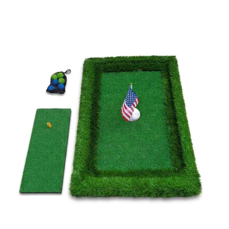 Float N Chip Floating Golf Green- Includes 6 foam balls with mesh bag, tee mat, flag and hole